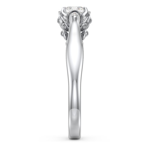 Classic Solitaire Diamond Engagement Ring with Butterfly and Scroll Details - "The Sophia" – 10K White Gold