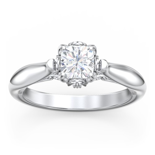 Classic Solitaire Diamond Engagement Ring with Butterfly and Scroll Details - "The Sophia" – 10K White Gold