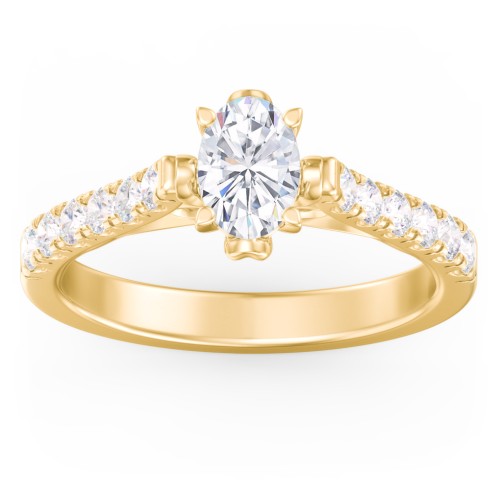 Solitaire Diamond Engagement Ring with Accents and Bow Detail