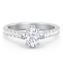 Solitaire Diamond Engagement Ring with Accents and Bow Detail – 14K White Gold with Lab Diamond