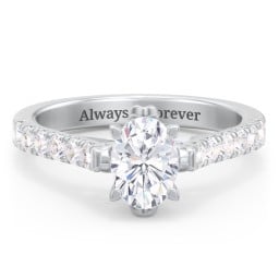 Solitaire Diamond Engagement Ring with Accents and Bow Detail