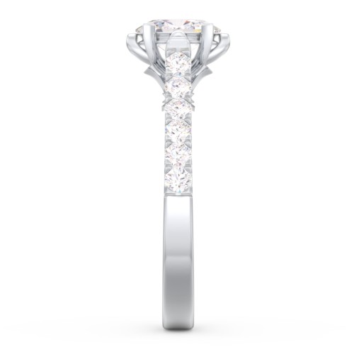 Solitaire Diamond Engagement Ring with Accents and Bow Detail – 14K White Gold with Lab Diamond