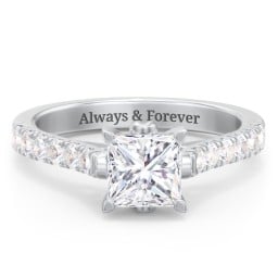 Solitaire Diamond Engagement Ring with Accents and Bow Detail