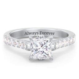 Solitaire Diamond Engagement Ring with Accents and Bow Detail