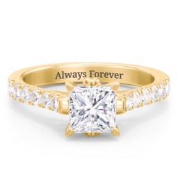 Solitaire Diamond Engagement Ring with Accents and Bow Detail in 10K Solid Yellow Gold with 04LABDIAM-PC-1.00-SI1-F-G and Lab Diamond
