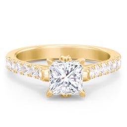 Solitaire Diamond Engagement Ring with Accents and Bow Detail