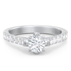Solitaire Diamond Engagement Ring with Accents and Bow Detail