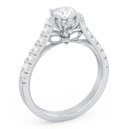 Solitaire Diamond Engagement Ring with Accents and Bow Detail