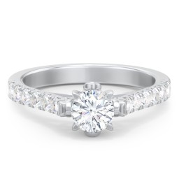 Solitaire Diamond Engagement Ring with Accents and Bow Detail