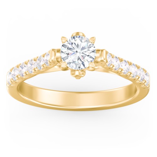 Solitaire Diamond Engagement Ring with Accents and Bow Detail