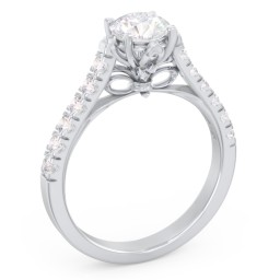 Solitaire Diamond Engagement Ring with Accents and Bow Detail