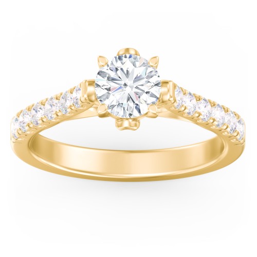 Solitaire Diamond Engagement Ring with Accents and Bow Detail