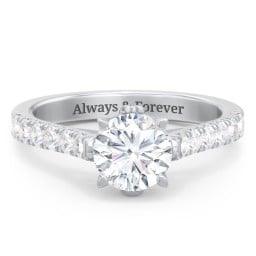 Solitaire Diamond Engagement Ring with Accents and Bow Detail