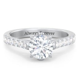 Solitaire Diamond Engagement Ring with Accents and Bow Detail