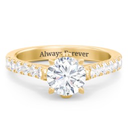 Solitaire Diamond Engagement Ring with Accents and Bow Detail in 10K Solid Yellow Gold with 04LABDIAM-RD-1.00-SI1-F-VG and Lab Diamond
