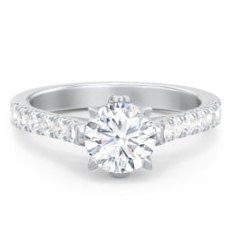 Solitaire Diamond Engagement Ring with Accents and Bow Detail