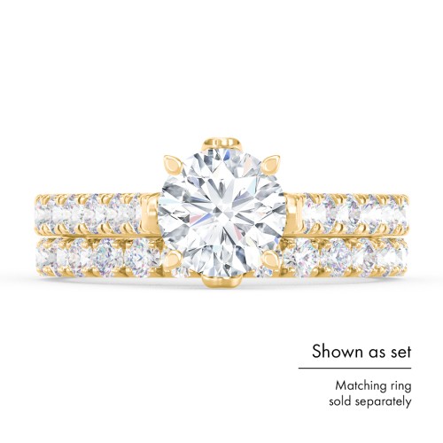 Solitaire Diamond Engagement Ring with Accents and Bow Detail – 14K White Gold with Lab Diamond