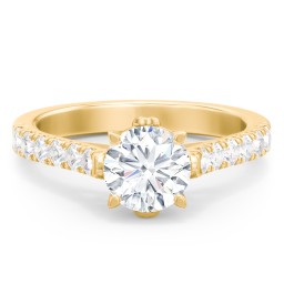 Solitaire Diamond Engagement Ring with Accents and Bow Detail in 10K Solid Yellow Gold