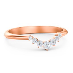 Graduated Diamond Tiara Wedding Band Ring in 10K Solid Rose Gold