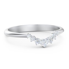 Graduated Diamond Tiara Wedding Band Ring – 14K White Gold with Lab Diamond