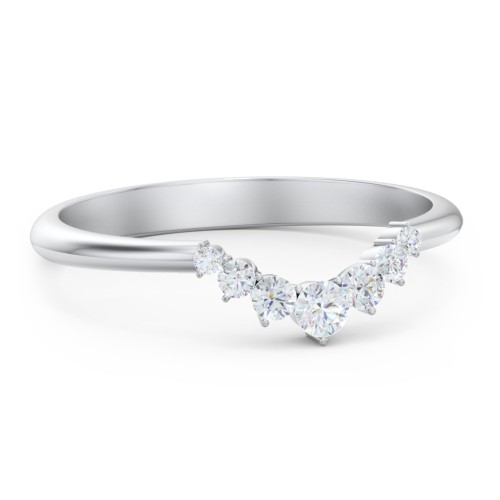 Graduated Diamond Tiara Wedding Band Ring – 14K White Gold with Lab Diamond