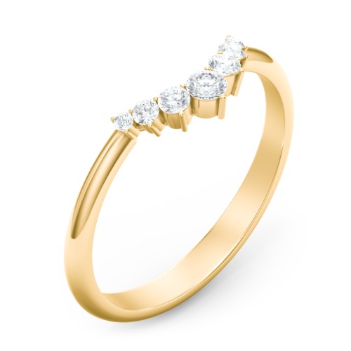 Graduated Diamond Tiara Wedding Band Ring – 10K Yellow Gold with Lab Diamond