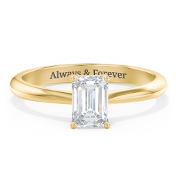 Classic Solitaire Engagement Ring in 10K Solid Yellow Gold with 04LABDIAM-EM-1.00-SI1-F-G