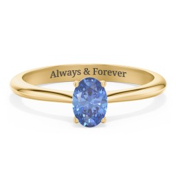 Classic Solitaire Engagement Ring in 10K Solid Yellow Gold with IceBlueSapp-OV-0.50