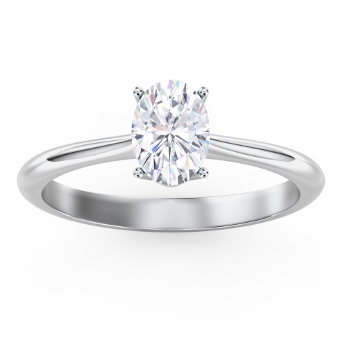 Classic Solitaire Engagement Ring – 14K White Gold