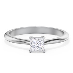 Classic Solitaire Engagement Ring – 14K White Gold