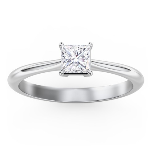 Classic Solitaire Engagement Ring – 14K White Gold