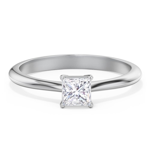 Classic Solitaire Engagement Ring – 14K White Gold