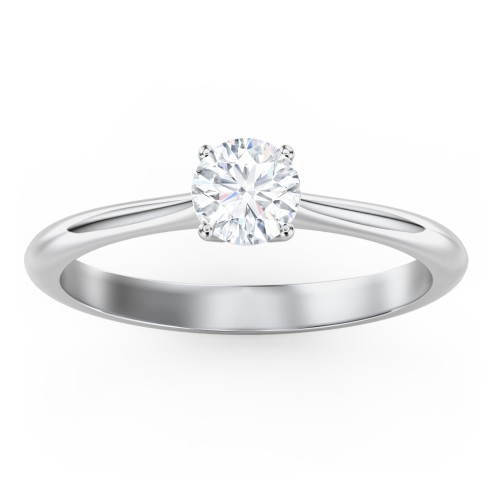 Classic Solitaire Engagement Ring – 14K White Gold