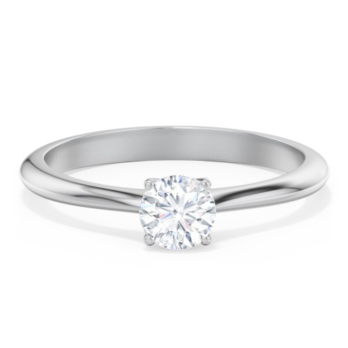 Classic Solitaire Engagement Ring – 14K White Gold