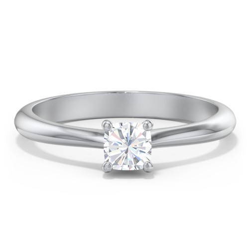 Classic Solitaire Engagement Ring – 14K White Gold