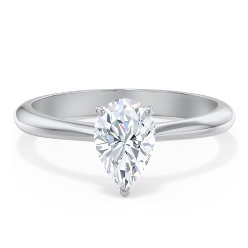 Classic Solitaire Engagement Ring – 14K White Gold