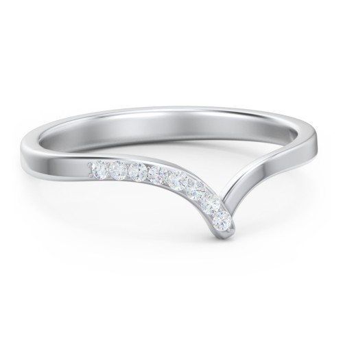 Diamond Accented V-Shape Band Ring