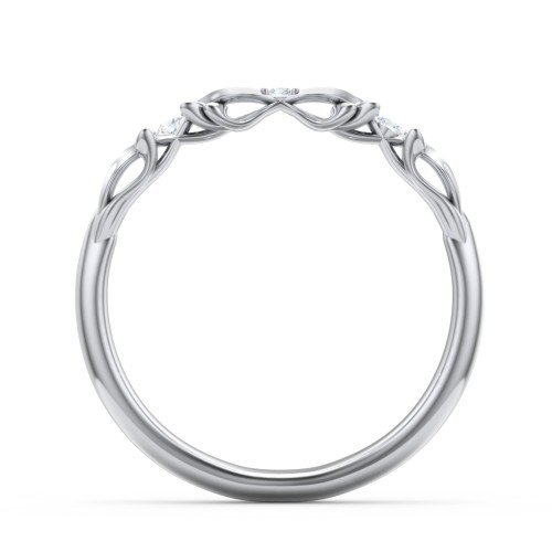 Vintage Filigree and Diamond Accent Band Ring – 14K White Gold with Lab Diamond