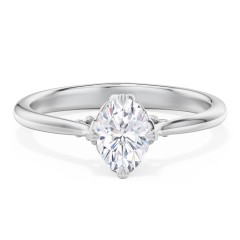 Solitaire Engagement Ring with Vintage Filigree Setting – 14K White Gold