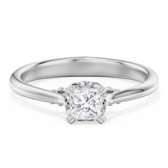 Solitaire Engagement Ring with Vintage Filigree Setting – 14K White Gold