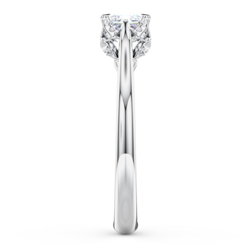 Solitaire Engagement Ring with Vintage Filigree Setting – 14K White Gold