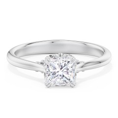Solitaire Engagement Ring with Vintage Filigree Setting – 14K White Gold