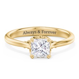 Solitaire Engagement Ring with Vintage Filigree Setting in 10K Solid Yellow Gold