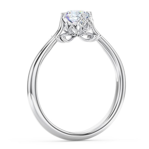 Solitaire Engagement Ring with Vintage Filigree Setting – 14K White Gold