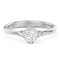 Solitaire Engagement Ring with Vintage Filigree Setting – 14K White Gold