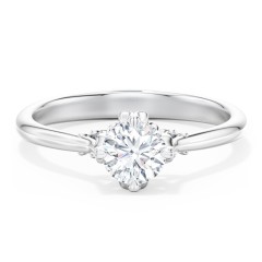 Solitaire Engagement Ring with Vintage Filigree Setting – 14K White Gold