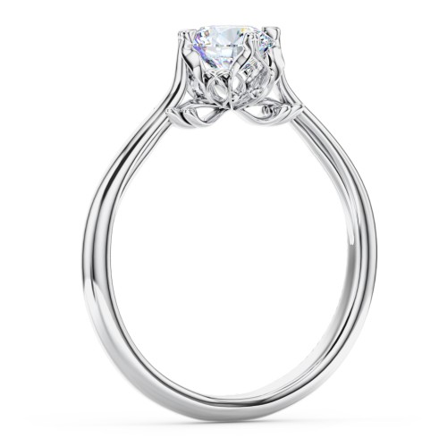 Solitaire Engagement Ring with Vintage Filigree Setting – 14K White Gold