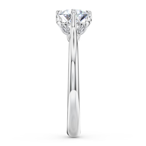 Solitaire Engagement Ring with Vintage Filigree Setting – 14K White Gold