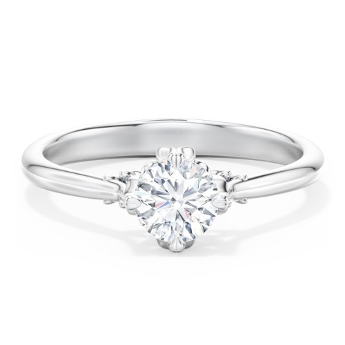 Solitaire Engagement Ring with Vintage Filigree Setting – 14K White Gold
