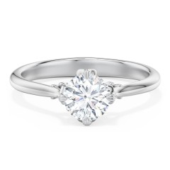 Solitaire Engagement Ring with Vintage Filigree Setting – 14K White Gold